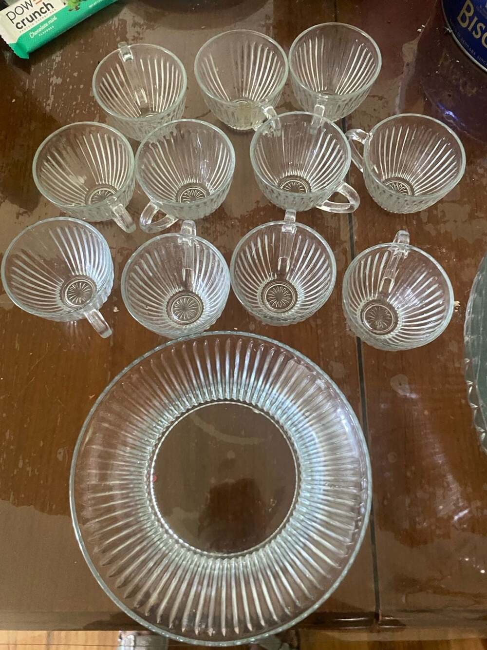 Gibson Everyday Royal Crest Glass Punch Bowl and Cups Set
